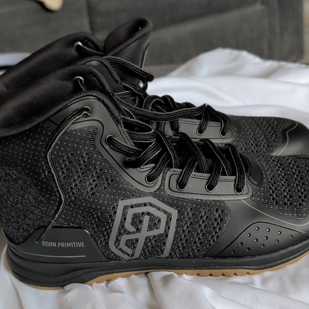 Born Primitive Men's Black Knit High-Top Training Sneakers with Gum Outsole